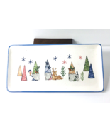 Ceramic Serving Tray Peppermint &amp; Pine Christmas PASTEL SANTA GNOMES&amp;TREES - $30.73 CAD