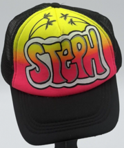 Airbrushed Trucker Cap, Bubble Letter Name, Snap Back Steph - $19.30