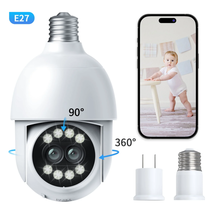4MP Security Light Bulb Camera Wireless Wifi with Dual Lens, 360° Outdoor Yard  - £29.82 GBP+