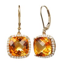 Vintage Noble 14K Yellow Gold Cushion Cut Natural Citrine Diamond for Wo... - $548.79