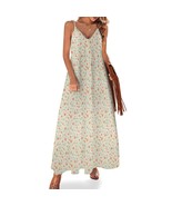 Mondxflaur Classic Floral Summer Dresses for Women V-neck Sleeveless Lon... - $45.26 CAD