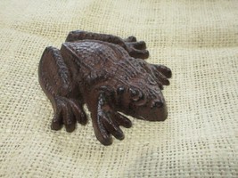 Cast Iron Frog Paper Weight Garden Yard Shelf Decor Figurine 3 1/2&quot; Rustic Toad - £10.97 GBP