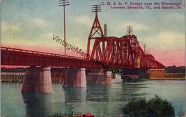 C.M. &amp; St. P. Bridge over Mississippi Between Savanna &amp; Sabula IL Postcard PC250 - £11.77 GBP