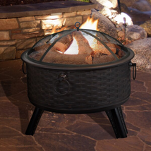 Outdoor Fire Pit Wood Burning Fireplace Backyard Patio  Steel Frame Cover New - $178.88