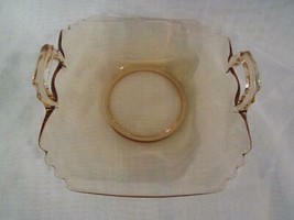 Glass Handled 6.5&quot; Bon Bon Plate, Rolled Sides Honey Amber Pinkish Brown Color - £9.10 GBP