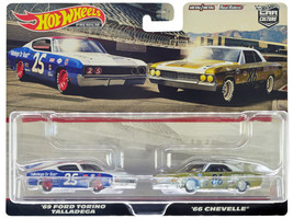1969 Ford Torino Talladega #25 White and Blue with Red Top and 1966 Chevrolet... - £30.15 GBP