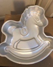 Vintage 1984 Wilton Rocking Horse Shape Silver Aluminum Cake Pan 2105-2388 - £8.37 GBP