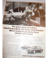  Vintage Sabb Cars Woman Factory Worker Print Magazine Advertisement 1973 - $23.31 CAD