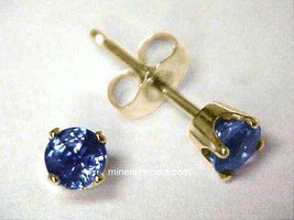 Petite Blue Sapphire 14K Gold Earrings, Ceylon Sapphire Earrings, Blue Sapphires - £375.69 GBP