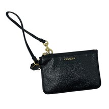Coach wallet Black Glitter Wristlet coin ID purse gold hardware - £27.69 GBP