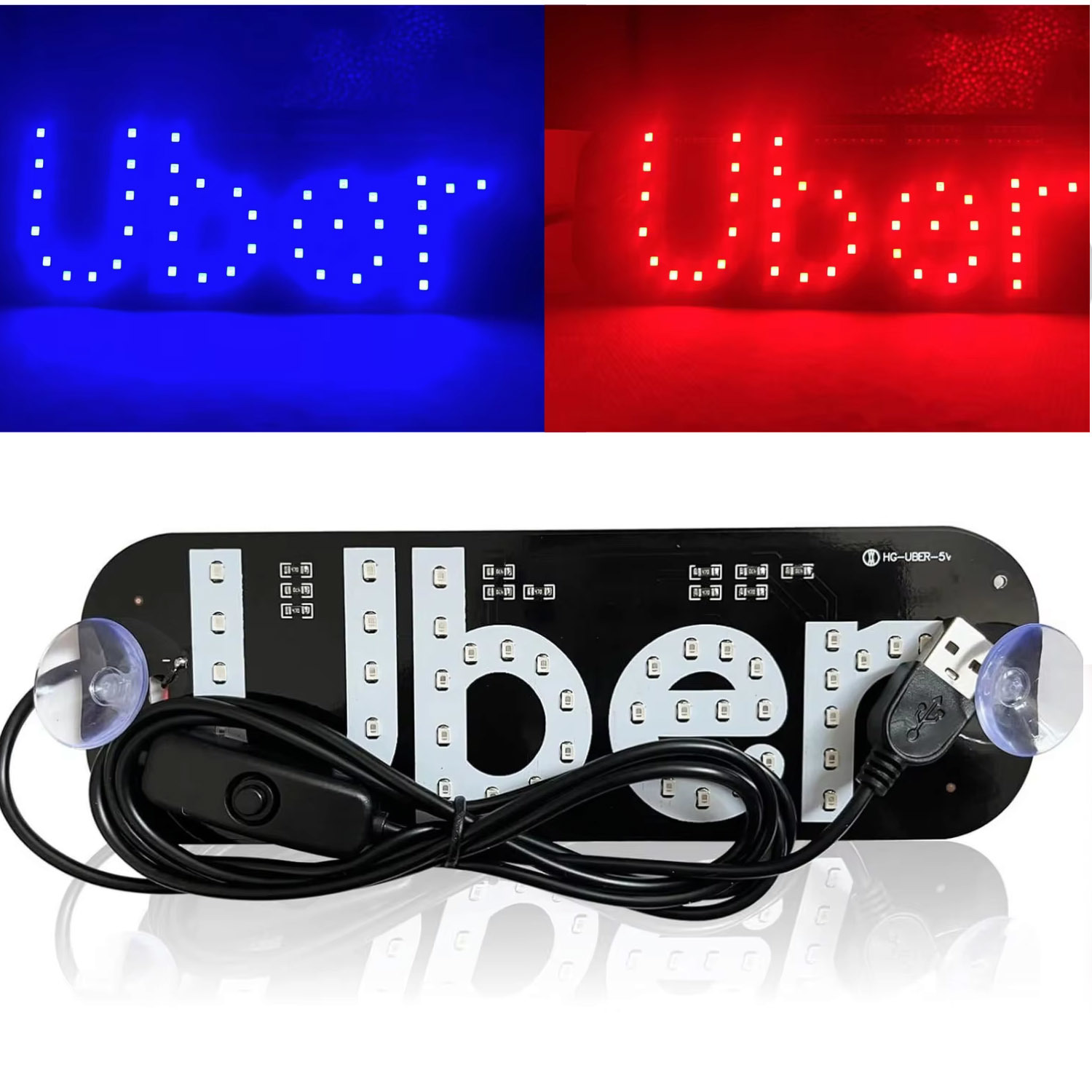 Uber Led Lights Blue and Red 2 Colors Changeable for Uber Sign, Car Light Sign D