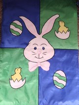 Vintage Jetmax Easter Embroidered  Applique Outdoor Garden Flag 40 x 28 Rabbit - £10.88 GBP