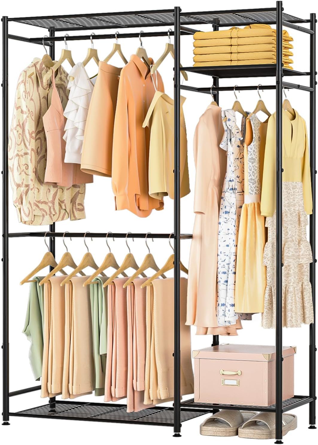 Portable Closets For Hanging Clothes, Freestanding Clothing Rack With 3 ... - $90.95
