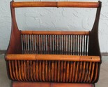 Vintage Large Faux Bamboo Magazine Rack Basket with Wooden Ends and Flat... - $237.60