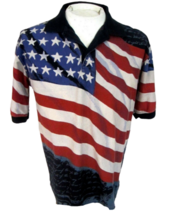 COTTON TRADERS Men Polo shirt PATRIOTIC p2p 22 M cotton USA flag Nationa... - £19.38 GBP