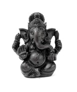 GANESHA STATUE 3.5&quot; Small Black Resin Hindu Elephant God Lord India Figu... - $13.56