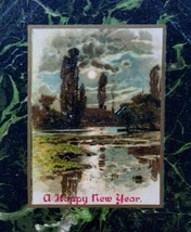 New Years Postcard Green Marble Borders Scenic View Boston Mass 1909 Vintage - $32.54