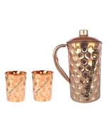 Handmade Copper Water Pitcher Jug Diamond Cut 1500ML Drinking Tumbler Cu... - £24.77 GBP+