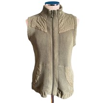 Woolrich Women’s Olive Green Knit Quilted Sleeveless Zip Up Vest Size Medium - £25.81 GBP