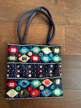 Multicolor Mirrorwork Beaded bag New Navy Blue - $29.98