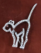 Sterling Silver With Rhinestones Cat Pin Brooch Signed Mma Mad 925 Beauiful! - £67.94 GBP