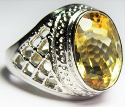 Natural Citrine Ring Citrine Statement Ring Big 925 Sterling Silver - £61.23 GBP