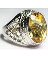 Natural Citrine Ring Citrine Statement Ring Big 925 Sterling Silver - £65.76 GBP
