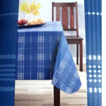PLaid Navy Blue White PEVA Kitchen Tablecloth 60 x 84-in Polyester Backi... - $18.97