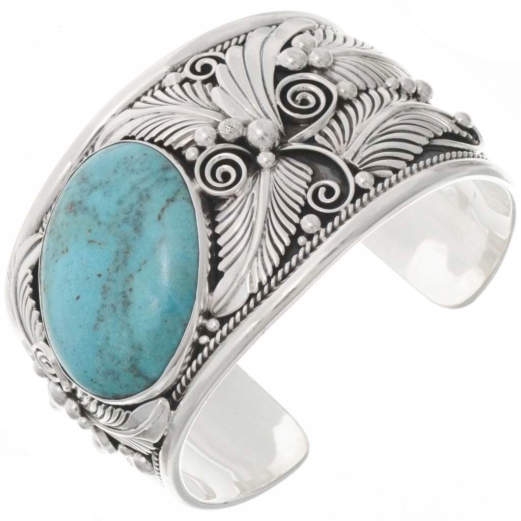 Primary image for Navajo BIG BOY NATURAL TURQUOISE BRACELET Mens Sterling Silver Cuff s8-8.5
