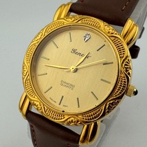 VTG Geneve Quartz Watch Unisex Ornate Bezel Diamond Leather Analog New B... - $36.09