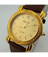 VTG Geneve Quartz Watch Unisex Ornate Bezel Diamond Leather Analog New B... - $49.88 CAD