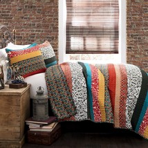 Lush Decor - C21842P14-000 Boho Stripe Quilt Reversible 3 Piece Bohemian Design  - £69.83 GBP