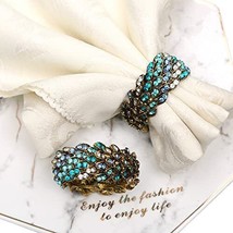 Jeweled Napkin Rings Set Of 6 Vintage Metal Crystal Rustic Peacock Napkin R Home - £44.33 GBP