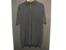 St. John&#39;s Bay Men&#39;s Polo Shirt 2XLT Dark Gray Checked Short Sleeves - £9.66 GBP