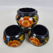 April Cornell India Wood Napkin Rings SET OF 4 Hand Painted Kitchen &amp; Bar - £12.58 GBP