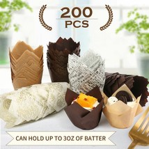 200Pc Tulip Cupcake Wrappers Muffin Liners Greaseproof Baking Cups For B... - $22.99