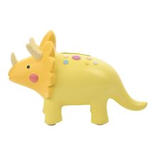 Triceratops Dinosaur Bright Yellow Resin Childs Money Box Piggy Bank Mon... - $24.96