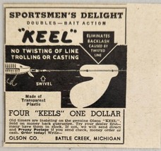 1949 Print Ad Olson Keel No Twisting of Fishing Line Swivels Battle Creek,MI - £6.03 GBP