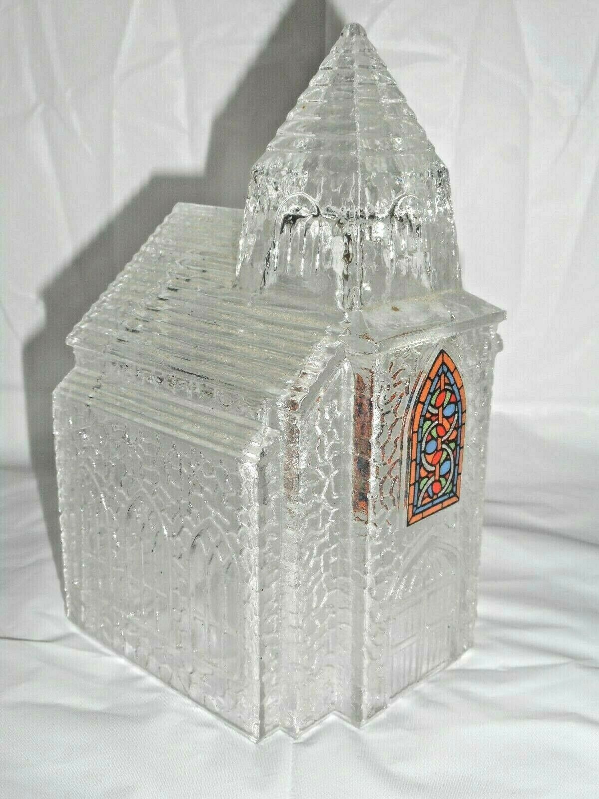 Church Stained Top Window Vintage 1992 Avon Silent Night Pressed Glass Crystal - $19.99