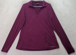 Eddie Bauer Activewear Shirt Womens Large Purple Long Sleeve Logo Quarte... - $23.09