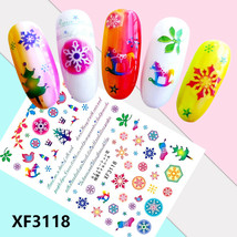 Nail Art 3D Decal Stickers deer snowflake candle crown Christmas tree XF3118 - £2.49 GBP