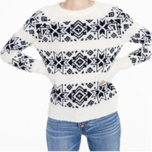 J.Crew Womens Fair Isle Sweater White Blue Size M Long Sleeve Pullover C... - $31.72