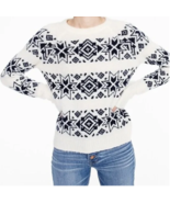 J.Crew Womens Fair Isle Sweater White Blue Size M Long Sleeve Pullover C... - £24.88 GBP