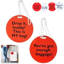 4 PC Funny Luggage Tags Set Travel ID Identification Labels Baggage Bag Suitcase - £11.01 GBP