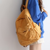 Retro Canvas Backpack Japan Solid Color Bag Female College Student Back ... - £85.64 GBP