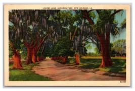 Lovers Lane Audobon Park New Orleans LA Louisiana UNP Linen Postcard N24 - £2.28 GBP