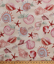 Indoor/Outdoor Pink Sea Shells Starfish Beach Decorator Fabric by Yard D795.30 - £11.16 GBP