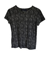 Jones New York Animal Print Black &amp; White Short Sleeve Top Size M - $228.47 MXN
