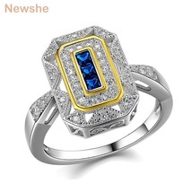 Wedding Ring Classic Jewelry Solid 925 Sterling Silver White &amp; GolBlue AAAAA Zir - £37.81 GBP