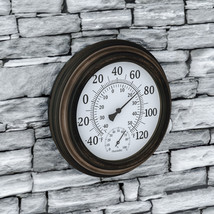 Bronze Thermometer Indoor Outdoor Temperature and Hygrometer Humidity Gauge - $51.99